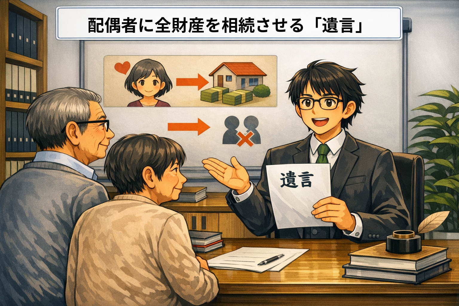 配偶者に全財産を相続させる「遺言」
